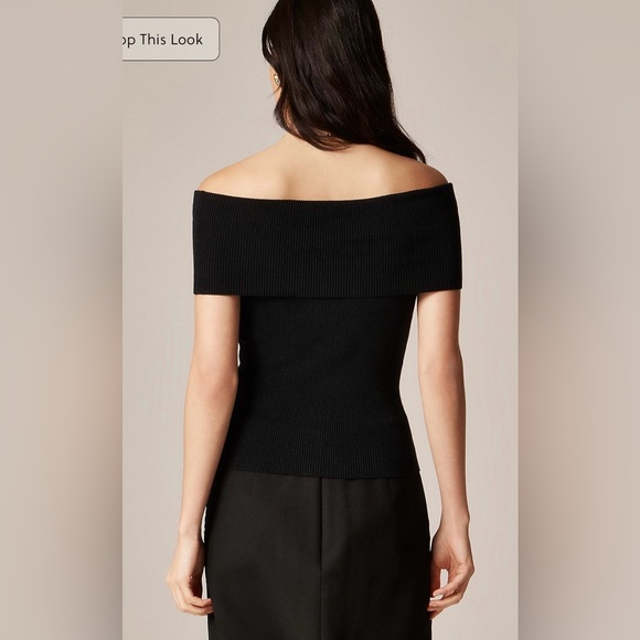 J.Crew TENCEL™ lyocell-blend foldover top in black - Picture 4 of 9